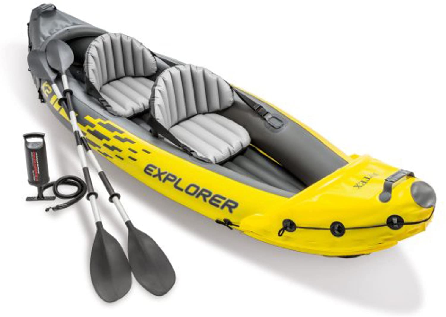best Fishing kayak Intex Explorer K2 Kayak, 2-Person Inflatable Kayak Set with Aluminum Oars and High Output Air Pump