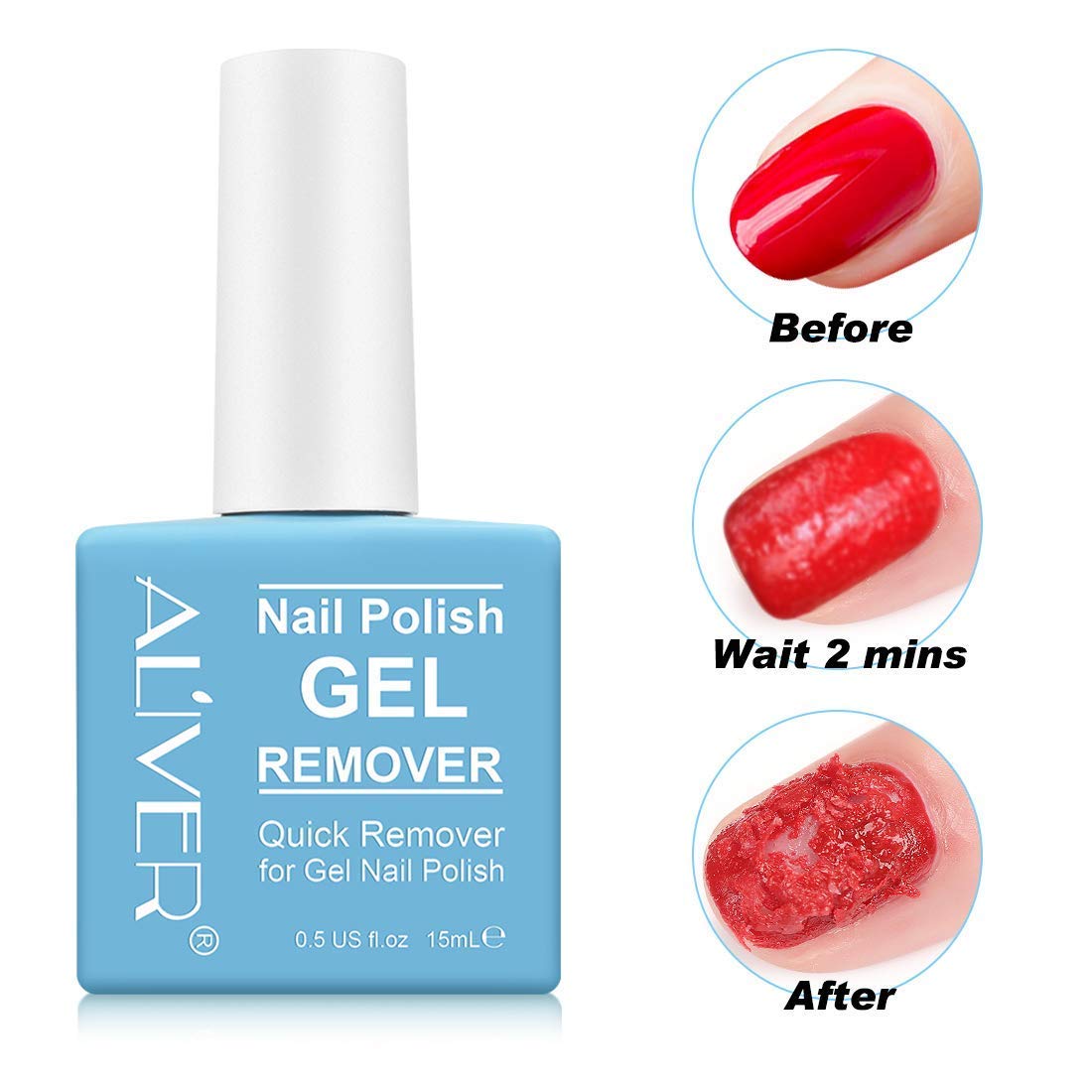 best Nail Polish Remover | Gel Nail Polish Remover (2 Pack) - Remove Gel Nail Polish Within 2-3 Minutes - Quick & Easy Polish Remover - No Need For Foil, Soaking Or Wrapping 0.5 Fl Oz