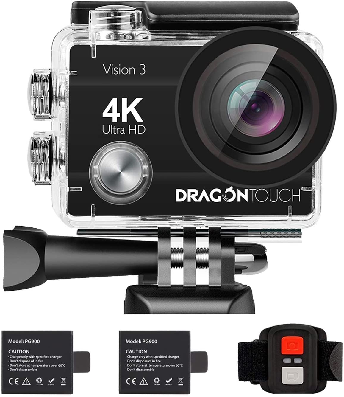 best Underwater Fishing Camera | Dragon Touch 4K Action Camera 16MP Vision 3 Underwater Waterproof Camera